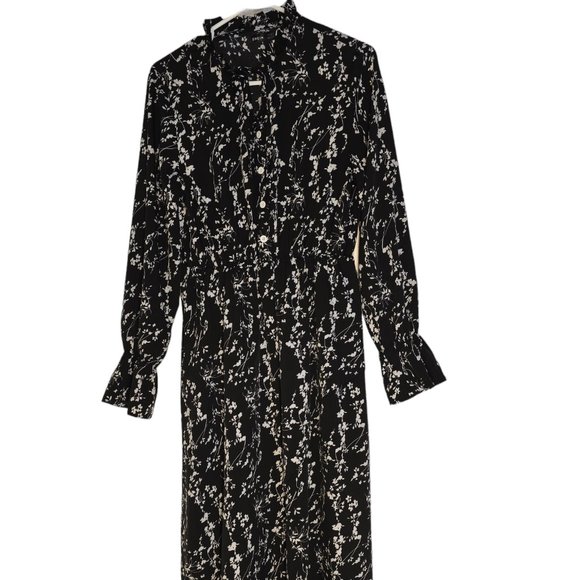 Casual black and white dress with floral pattern - Picture 1 of 2